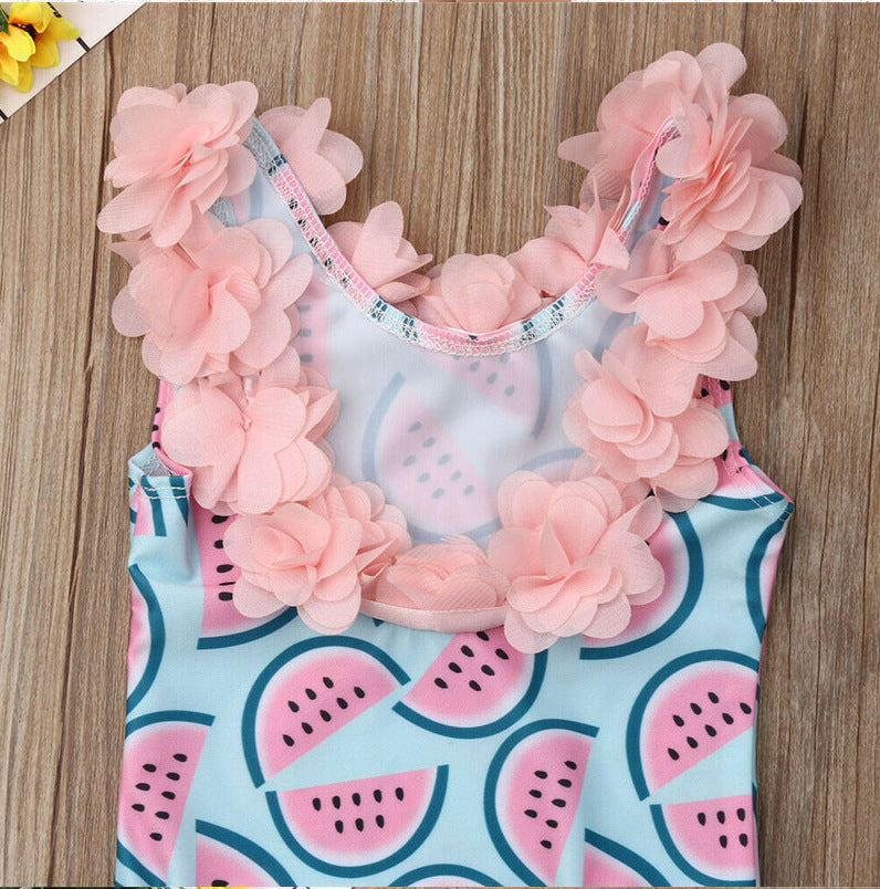 Children Baby Girl Watermelon Swimsuit 3D Flower Bikini Swimming Swimwear