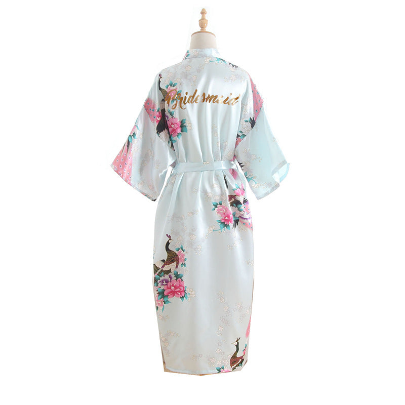 Bridesmaid Imitation Silk Dressing Gown Dressing Gown Bridal Nightgown