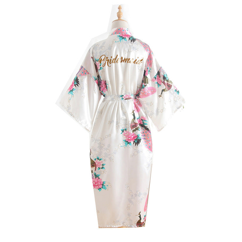 Bridesmaid Imitation Silk Dressing Gown Dressing Gown Bridal Nightgown