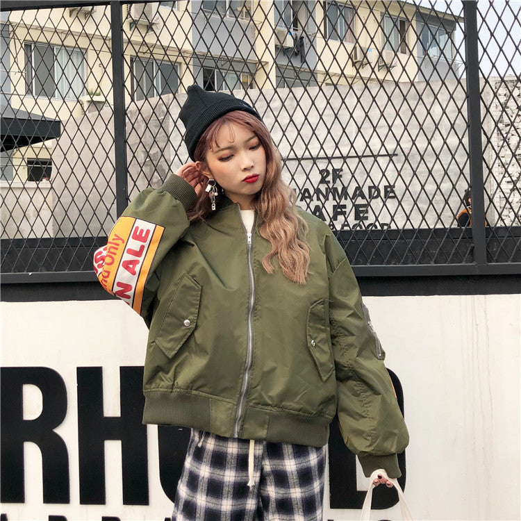 Women's Harajuku thin bomber jacket