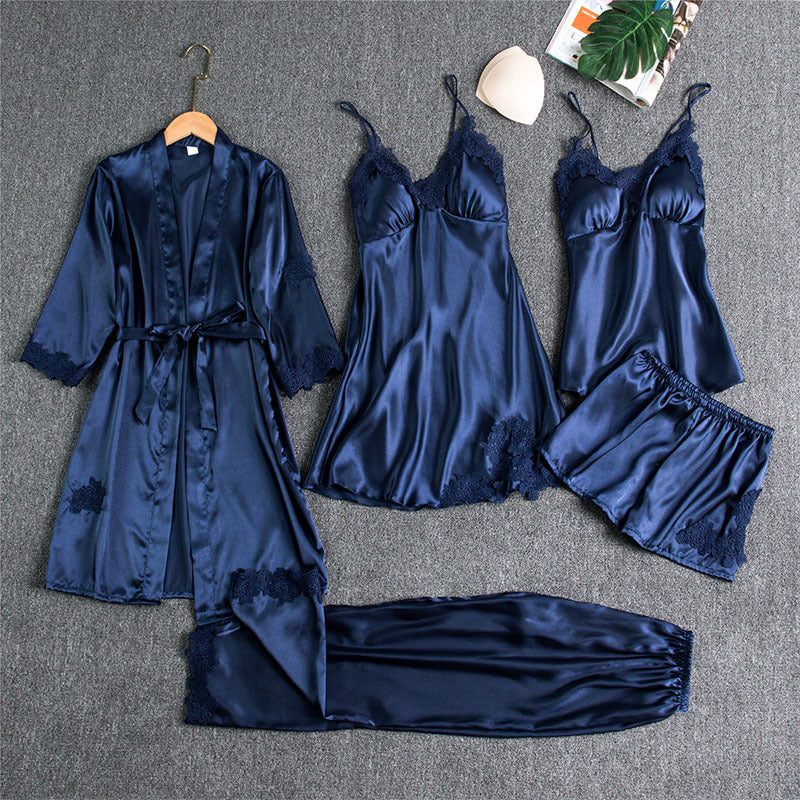 Spring And Autumn Sling Five-Piece Pajamas Women