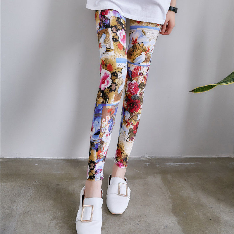 YSDNCHI Female Fitness Leggings Women Summer Floral Print Legging