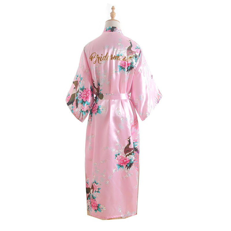 Bridesmaid Imitation Silk Dressing Gown Dressing Gown Bridal Nightgown