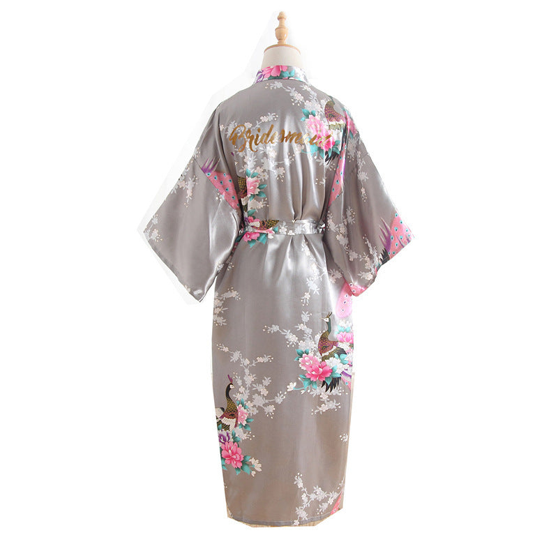 Bridesmaid Imitation Silk Dressing Gown Dressing Gown Bridal Nightgown