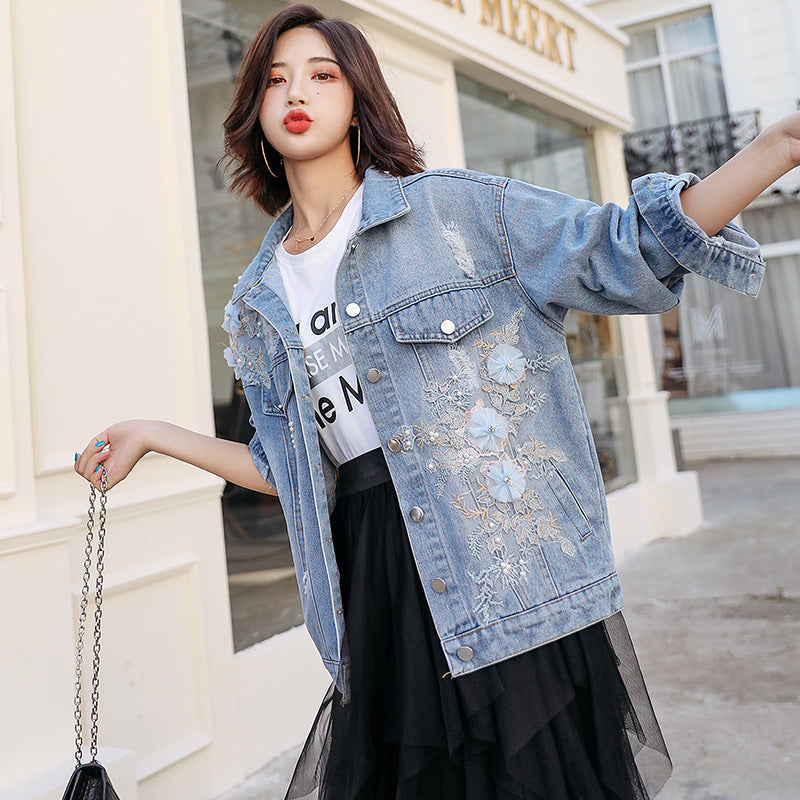 Ripped Denim Short Jacket Women Loose Jacket