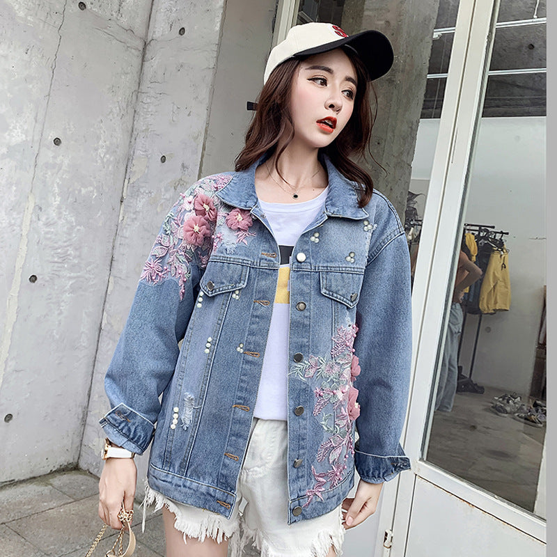 Ripped Denim Short Jacket Women Loose Jacket