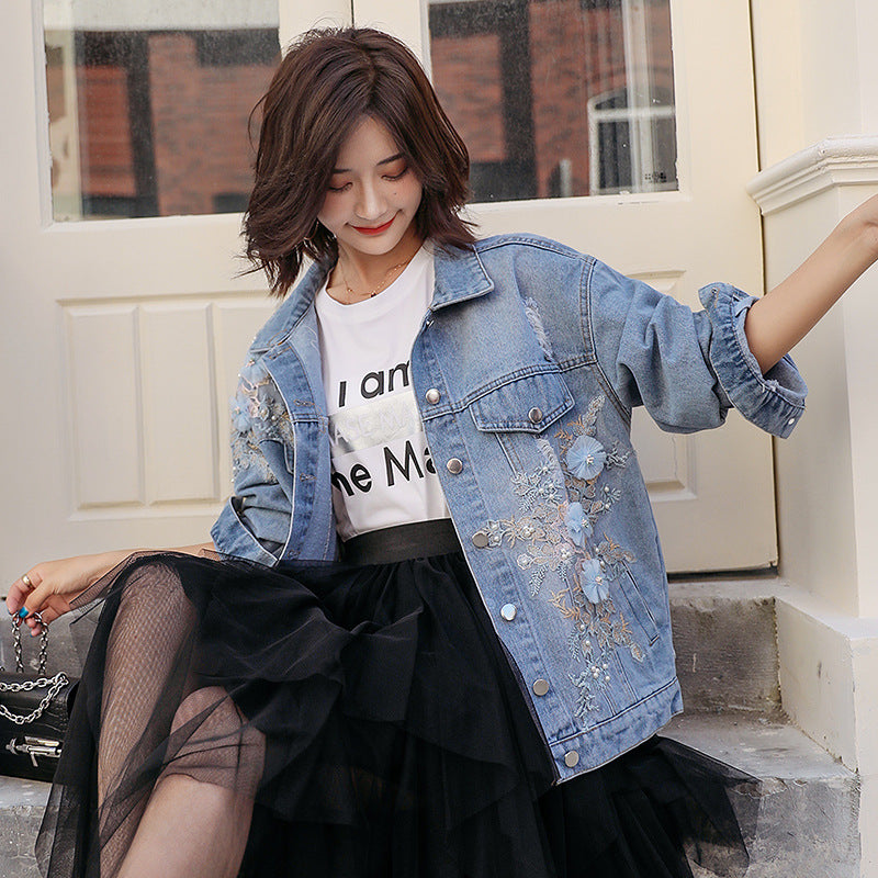 Ripped Denim Short Jacket Women Loose Jacket