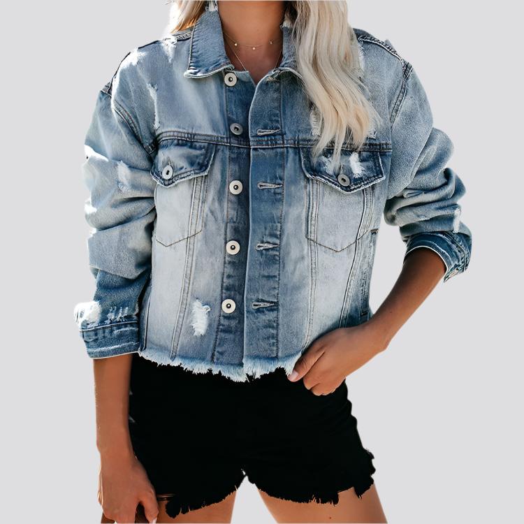 Ladies Denim Jacket Washed Denim Jacket