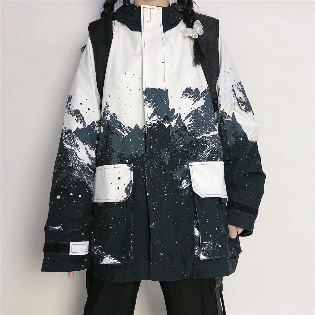 Snow Mountain Hooded Loose Casual Windbreaker Jacket Girl Jacket