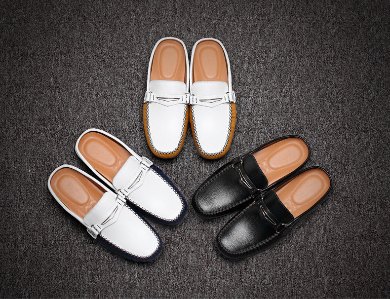 Men's Slippers, Men's Trendy, Summer Leather Half-Support Men