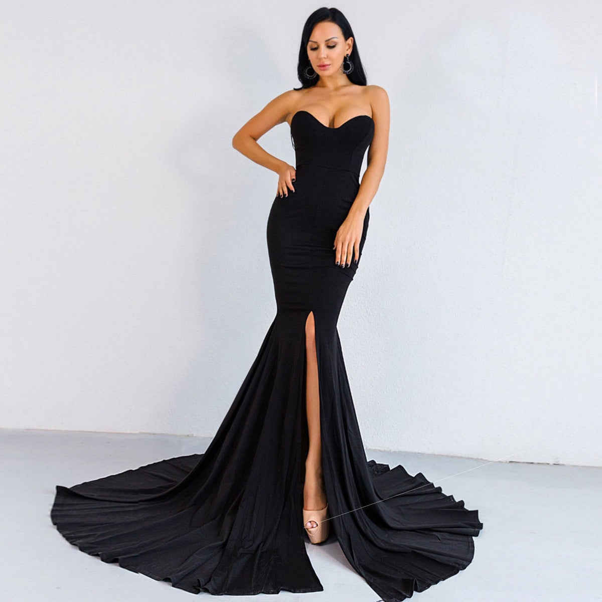 Sexy Wrapped Chest Asymmetric Maxi Dress Party Dress