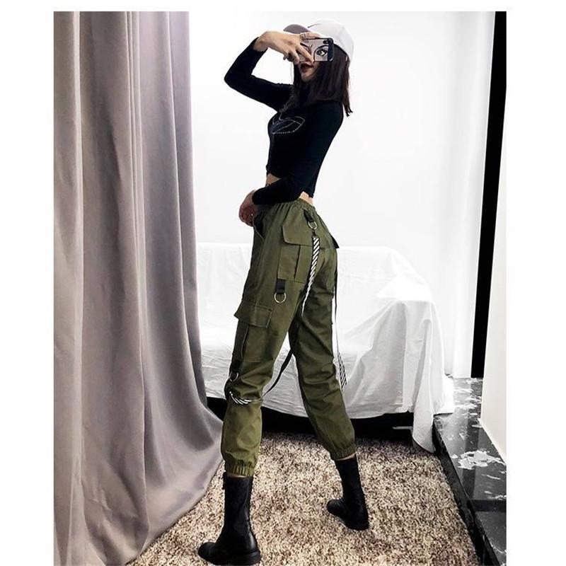 Streetwear Cargo Pants for Women black Jogger Trousers