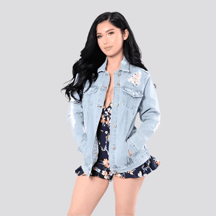 Fashion Plus Size Denim Jacket Women's Clothing