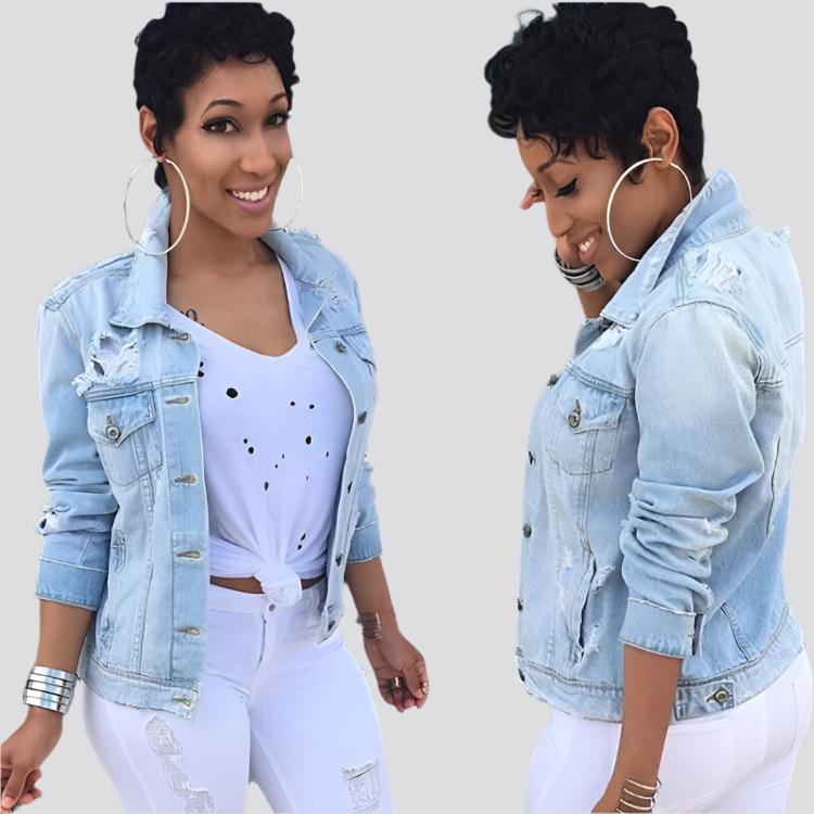 Fashion Plus Size Denim Jacket Women's Clothing