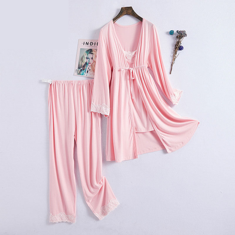 Yenuo Maternity Clothes New Modal Confinement Clothes Spring And Autumn Pregnant Women Breastfeeding Pajamas Fashion Three-piece Suit