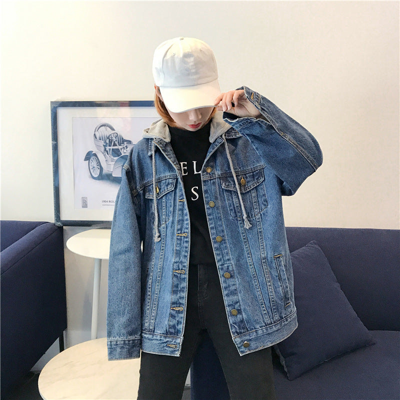 Denim Jacket Women Short Hooded Jacket Casual Top