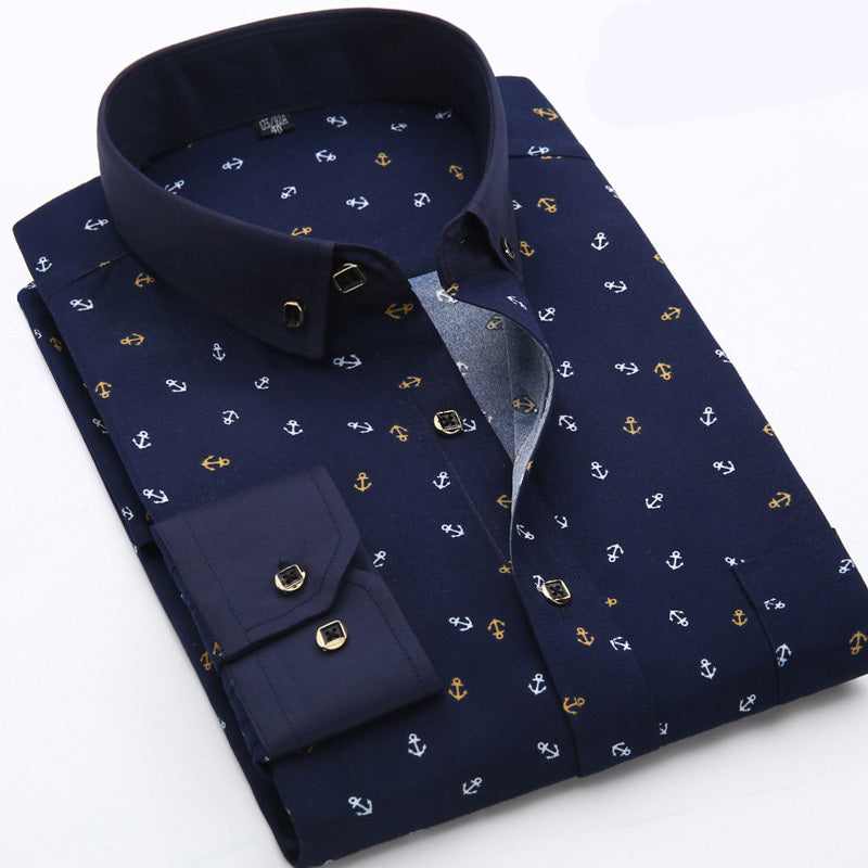 New Shirt In Spring Oxford Spinning Men''s Cotton Long Sleeve Young Middle Aged Shirt Father Slim Fit Business Casual Man