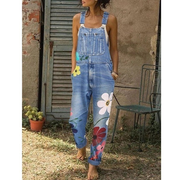 Printed Overalls, Plus Size, Amazon Wish,Sling DenimTrousers