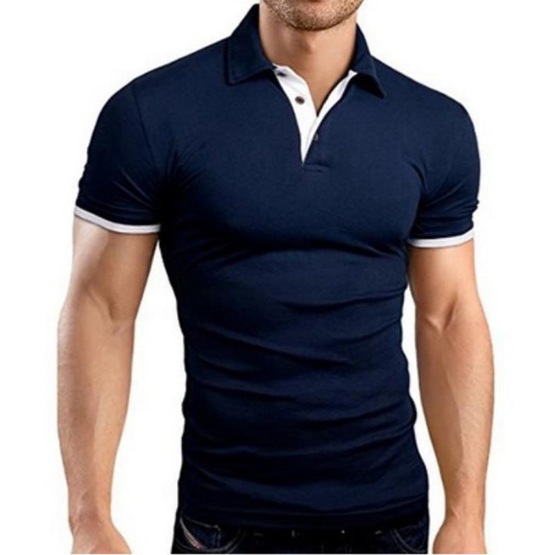 Men Tee Polo-Shirt Shorts-Sleeve Business Stritching MTP129 Men's Luxury Summer Covrlge