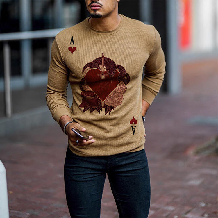 Red Heart A Slim Sweater Long Sleeve Men Long Sleeve t Shirt Pullover Tops