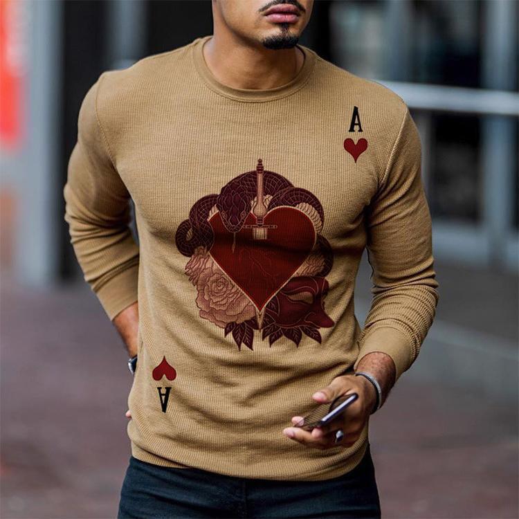 Red Heart A Slim Sweater Long Sleeve Men Long Sleeve t Shirt Pullover Tops