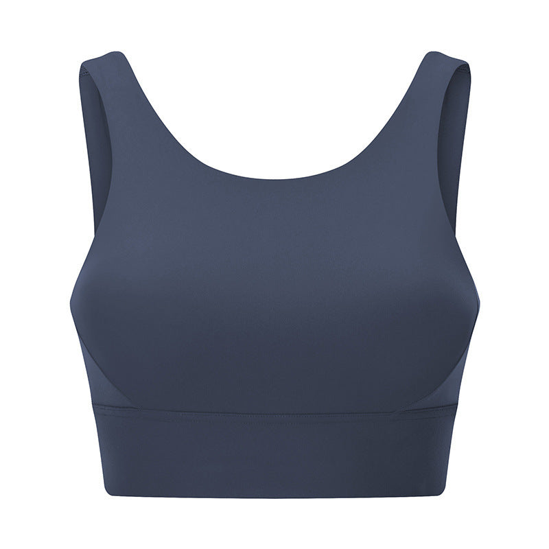 Sport Bra With Round Neck And Sport Vest With Hollow Out