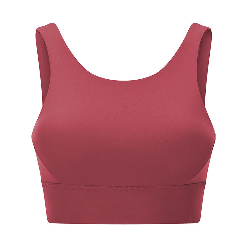 Sport Bra With Round Neck And Sport Vest With Hollow Out