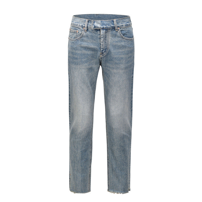 Cut Jeans High Street Style All-match Slim Fit Trousers