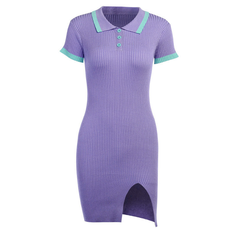 Ribbed Mini Dress Collar