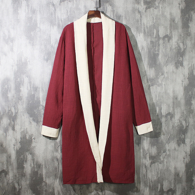 Large Size Chinese style Retro linen windbreaker Jacket Men