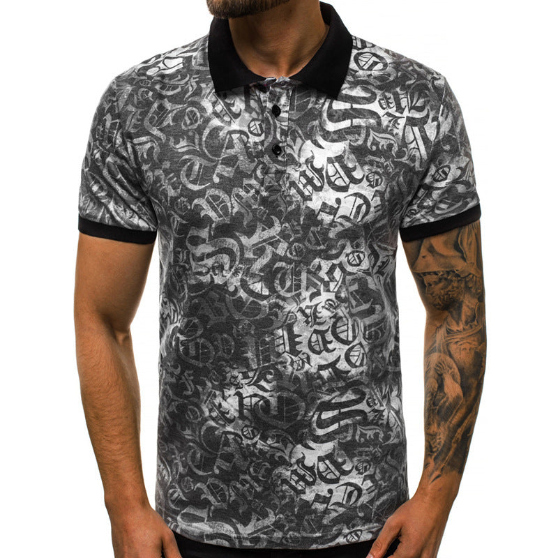 Cross-Border Hot-Selling Men's POLO Shirt Sports Casual Top Mesh 3D Printing Quick-Drying European And American Large Size Slim Short Sleeve