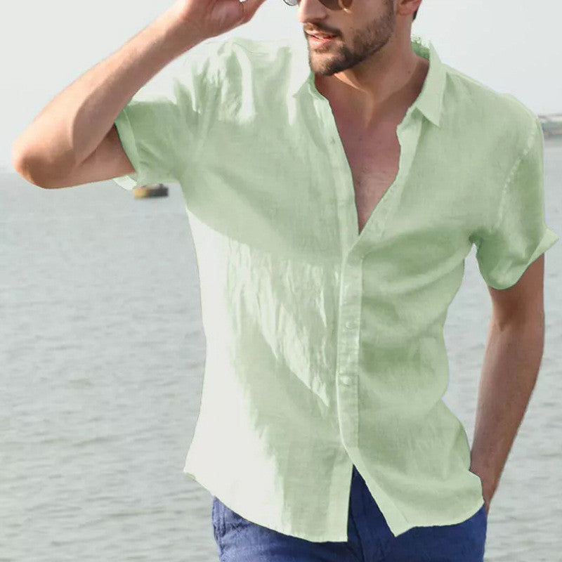 European And American Summer Short-sleeved Casual Men's Shirts