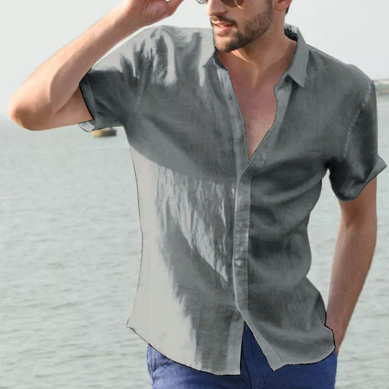 European And American Summer Short-sleeved Casual Men's Shirts