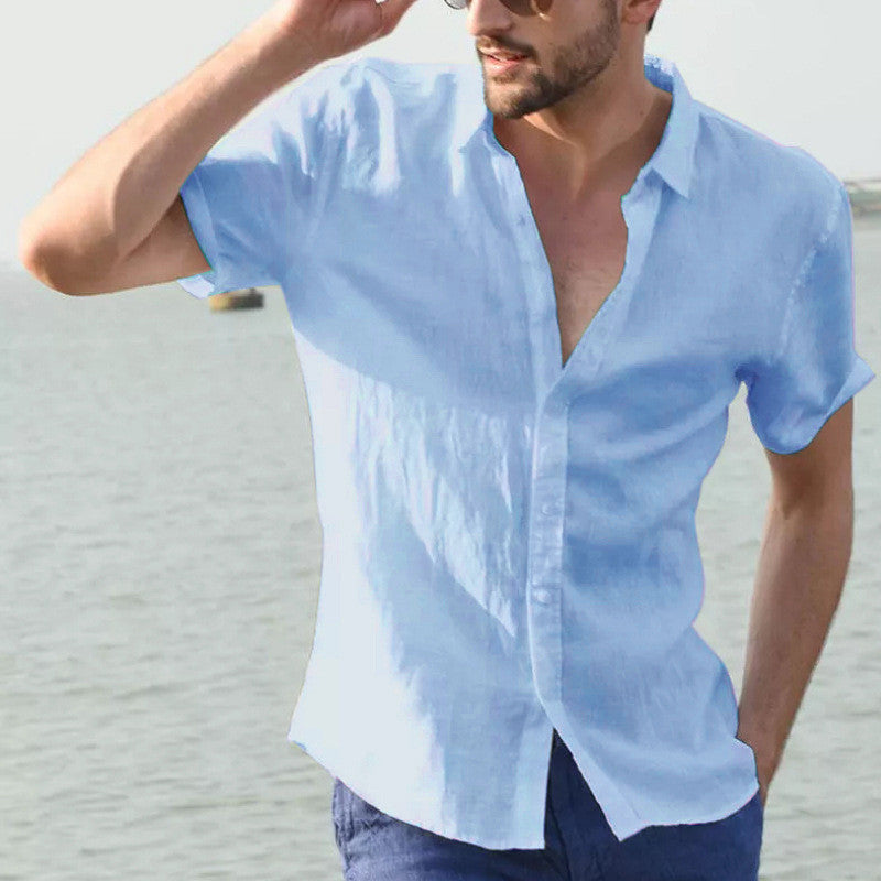 European And American Summer Short-sleeved Casual Men's Shirts