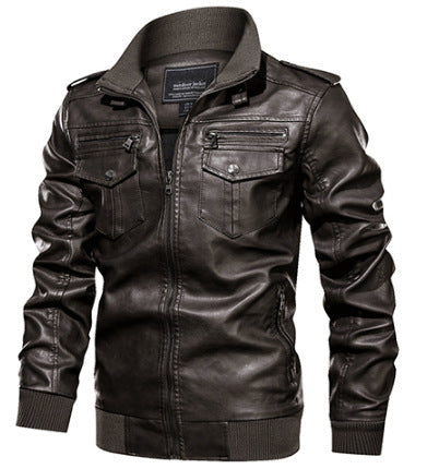 Leather Jacket Spring And Autumn Men'S Jacket Sports Leather Jacket Washed Retro Leather Jacket