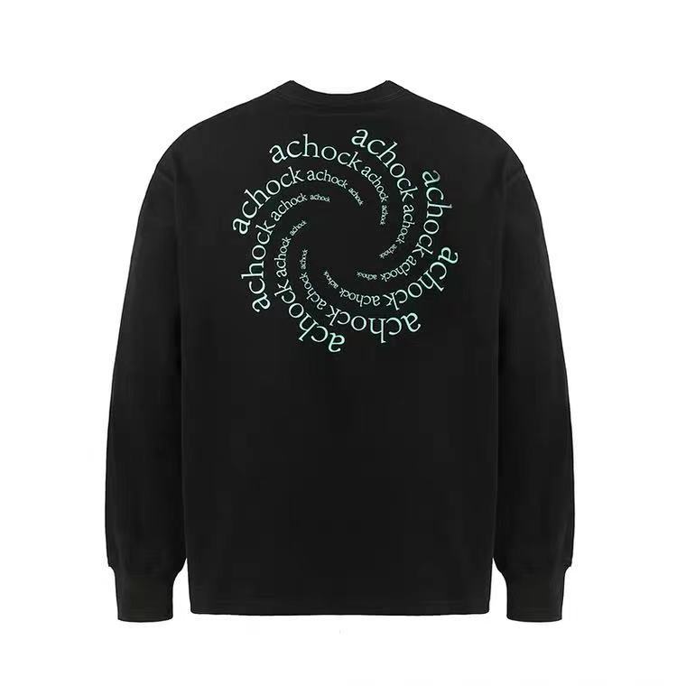 A Chock Original National Tide Circular Vortex Logo Printing Basic Sweater Tide Brand Loose Casual Long-Sleeved T-Shirt Men