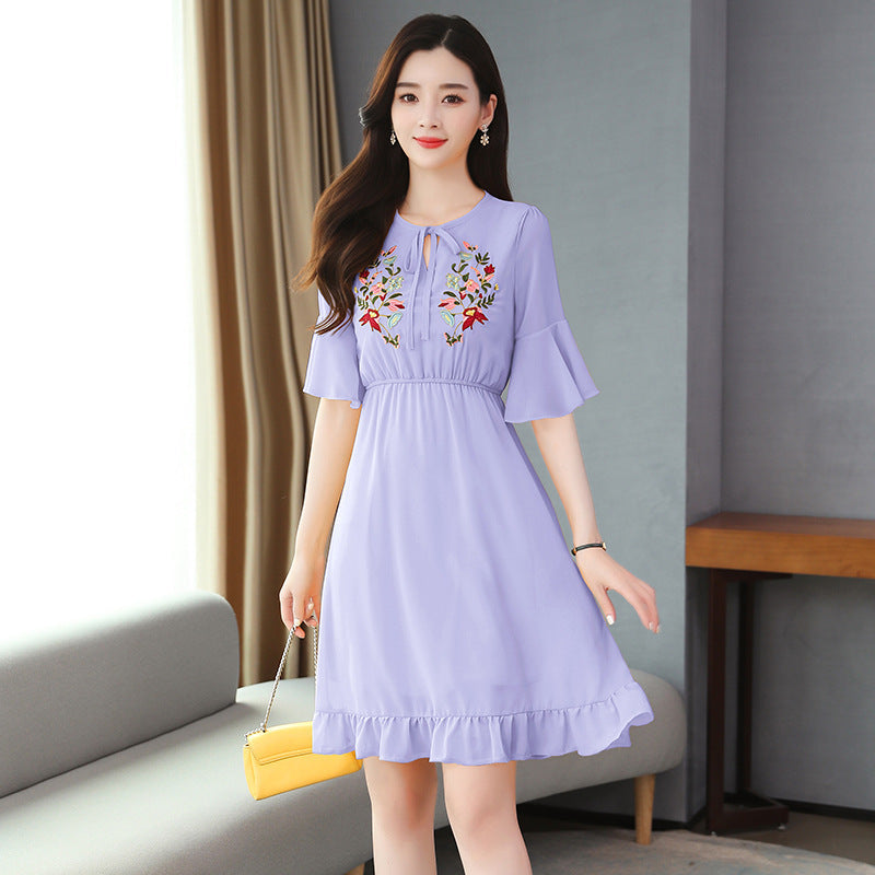 Elegant Fashion Solid Embroidery Chiffon Sexy Mini Dress Summer Plus Size Vintage Runway Dress Women Bodycon Party Vestidos