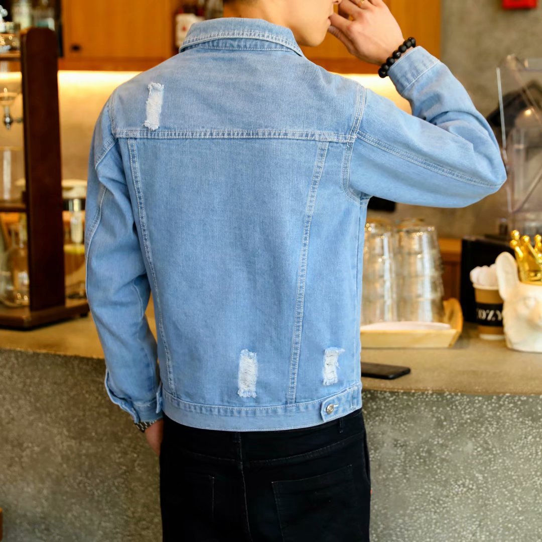 Casual Loose Ripped Denim Jacket Men