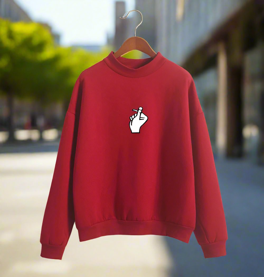 Fast Selling Popular Women''s Clothing Korean Ulzzang Love Finger Than Heart Gesture Plush Sweater