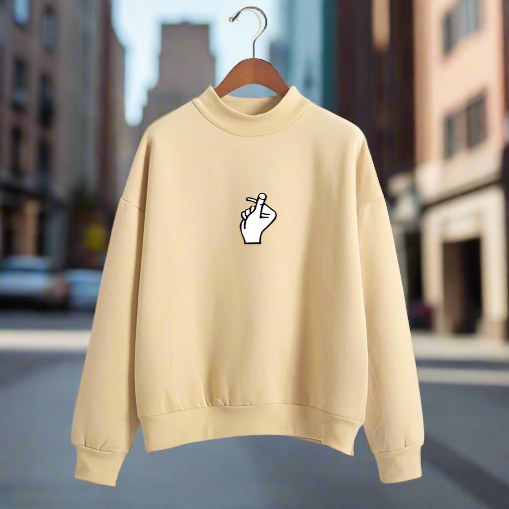 Fast Selling Popular Women''s Clothing Korean Ulzzang Love Finger Than Heart Gesture Plush Sweater