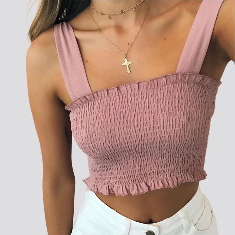 Bow Tie Strap Crop Tank Top Elastic Camis