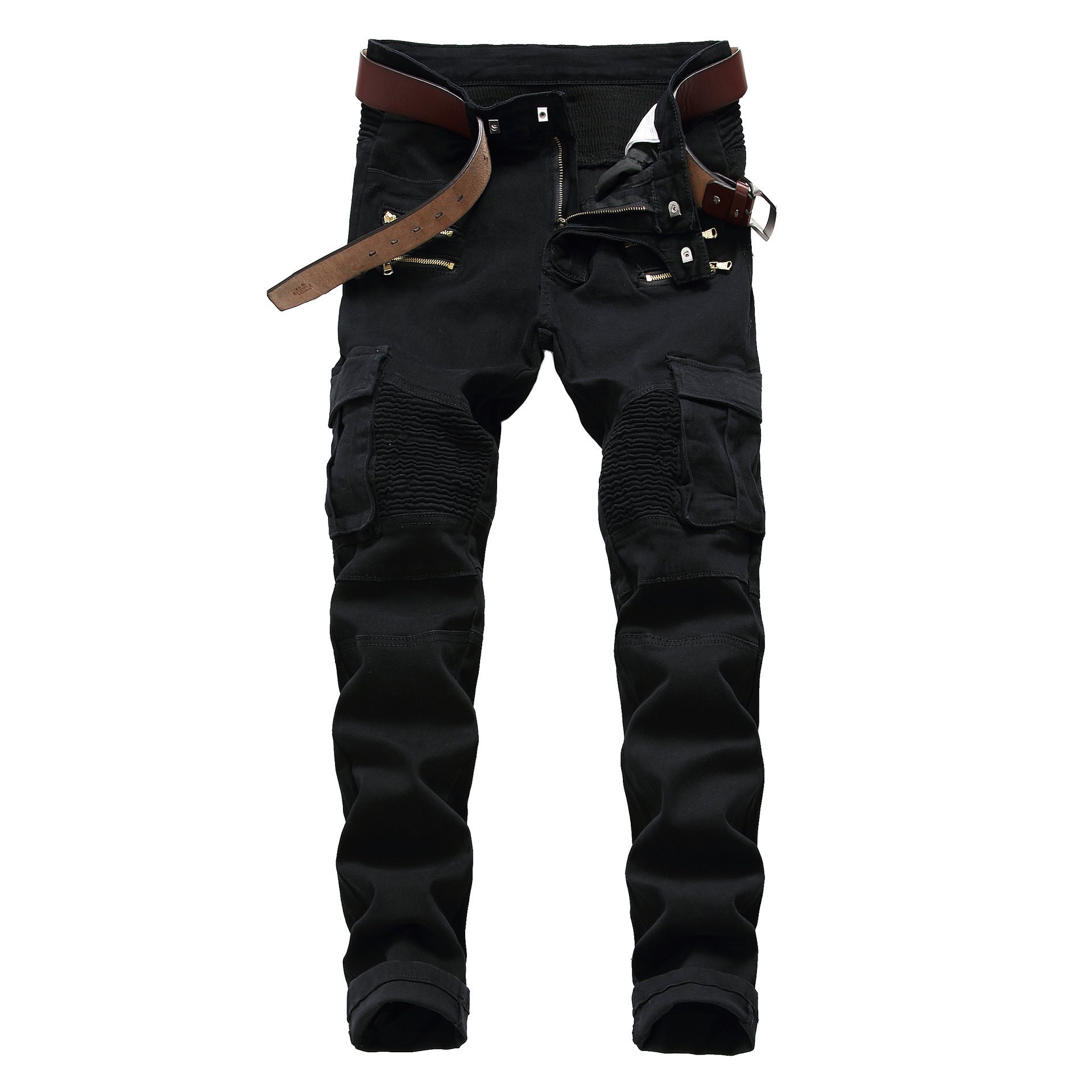 Fashionable Men's Slim Fit Straight Zip Jeans