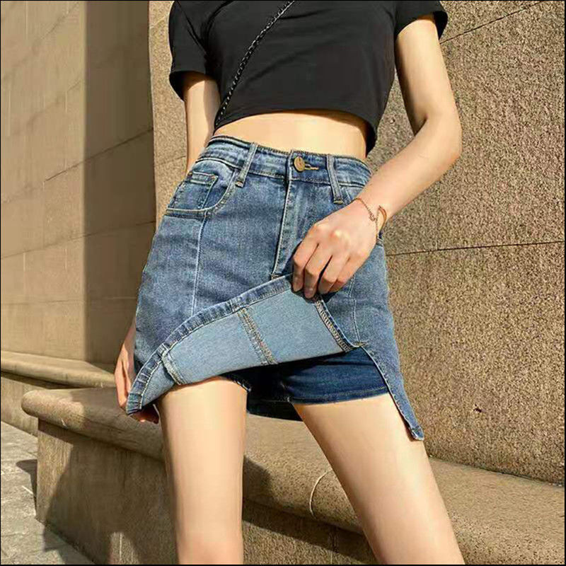 Fashionable And Simple Side Slit Denim Skirt