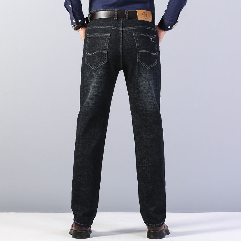 New Style Business Men's Jeans Straight Loose Slim Fit Casual Trousers