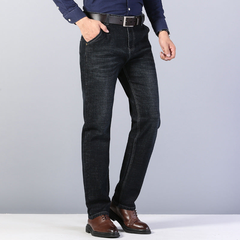 New Style Business Men's Jeans Straight Loose Slim Fit Casual Trousers