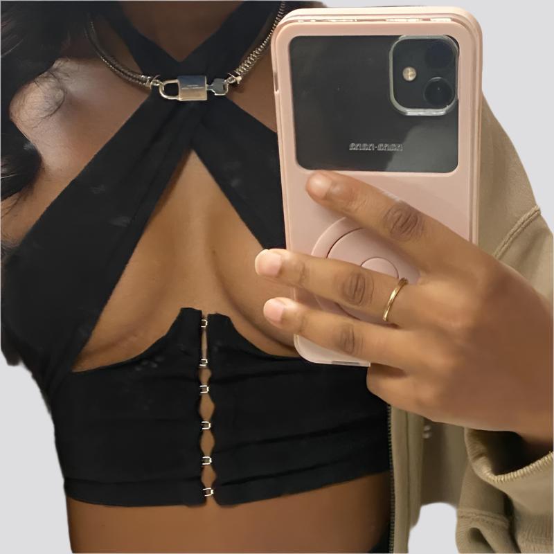 Cryptographic Breasted Sexy Halter Wrap Crop Tops Women