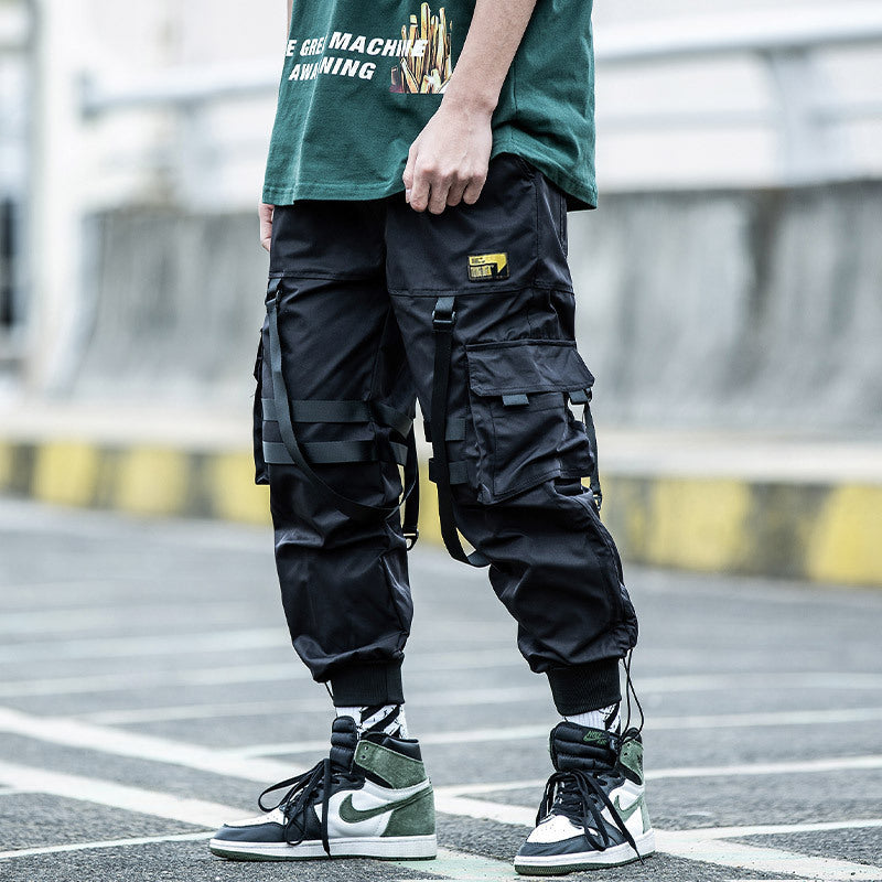 Functional Wind Paratrooper Pants Loose Hip Hop Pants Drawstring Cargo Pants