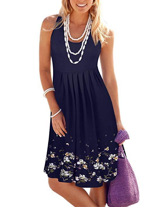 Sleeveless Floral Print Loose Summer Dress Fashion Casual Women Dress