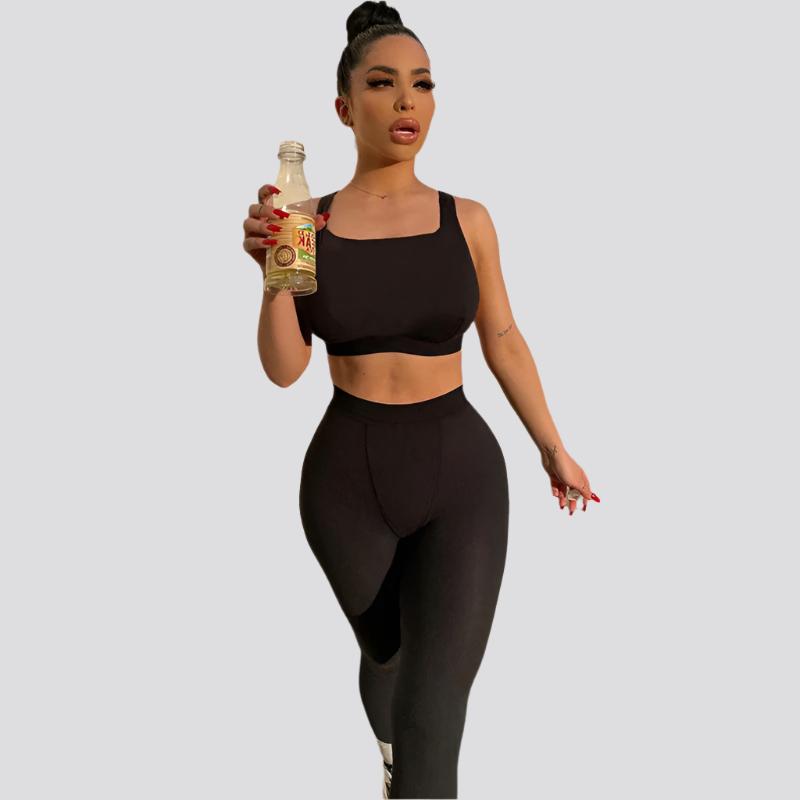 Sleeveless Crop Top Slim Sports Yoga Set