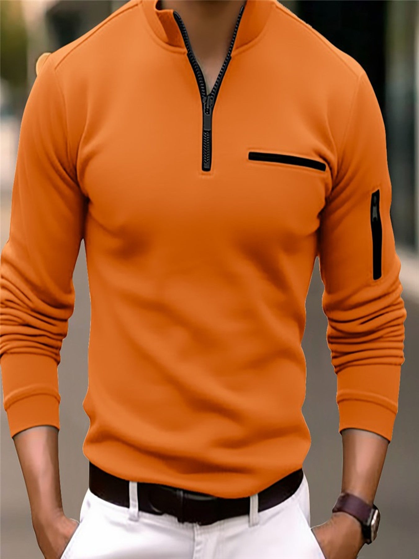 Men's Fashion Sports POLO Zipper Sweatshirt